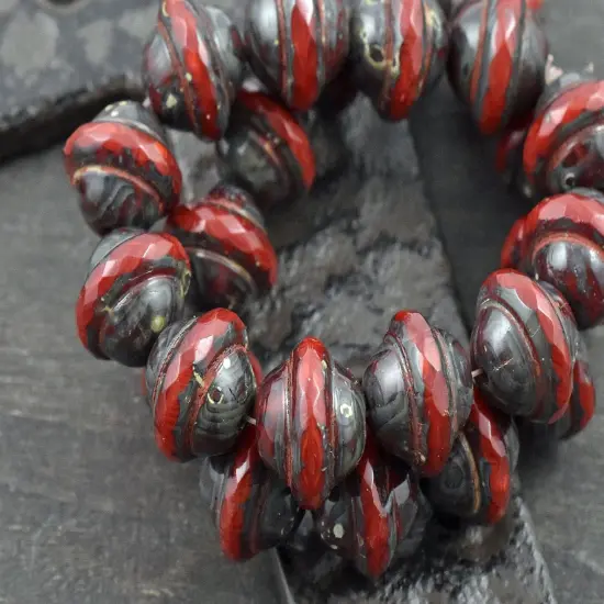 10x12mm Red Picasso Saturn Beads {5}