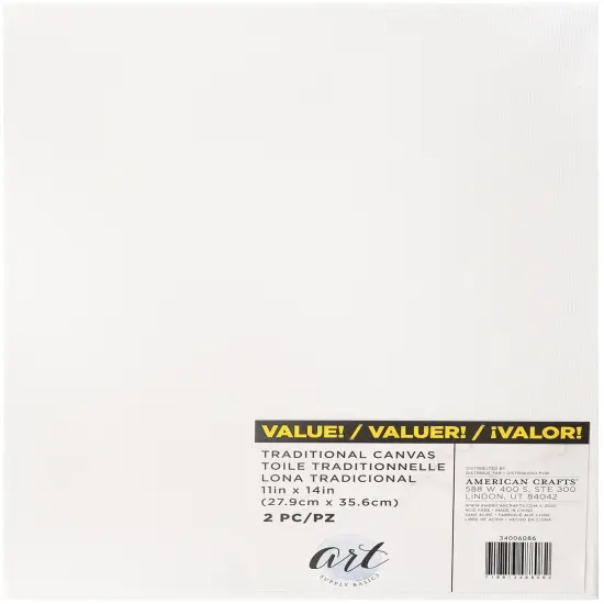 American Crafts Art Supply Basics Stretched Canvas 2/Pkg-11"X14" {1}