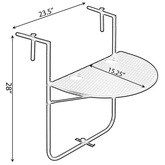 Indoor and Outdoor Rattan Decorative Plastic Foldable Balcony Table, Black {6}