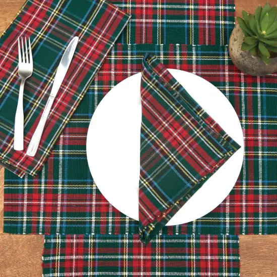 27" x 18" Weston Plaid Fall Woven Christmas Kitchen Dish Towel Decor Decoration Red Yellow Blue Plaid {3}
