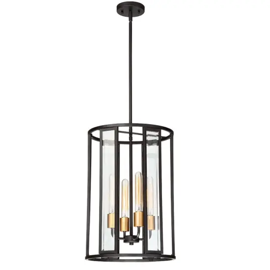 Nuvo Payne 4-Light Foyer Pendant w/ Clear Beveled Glass in Midnight Bronze {1}