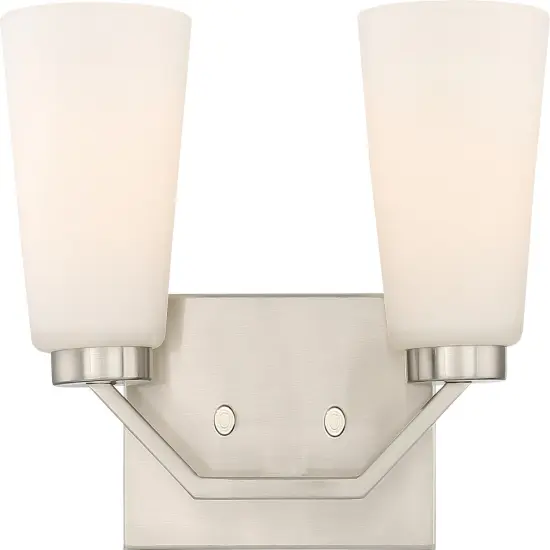 Nome 2-Light Wall Mounted Vanity & Wall Light Fixture in Brushed Nickel Finish {1}