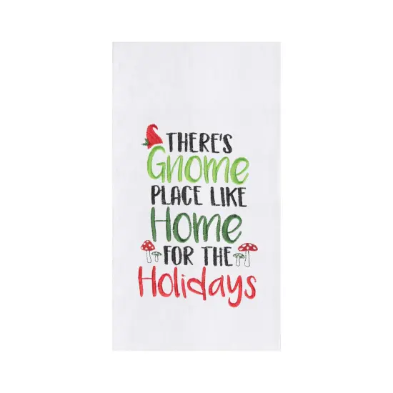 "Gnome Place Like Home" Christmas Flour Sack Dishtowel {1}