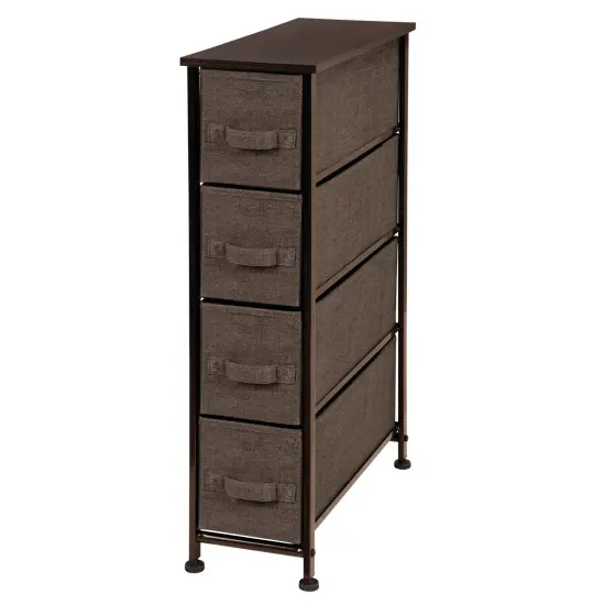 mDesign Narrow Dresser Storage Tower Stand with 4 Fabric Drawers, {4}