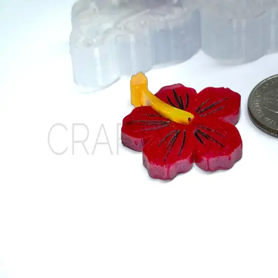 Hibiscus 1.4in Flor de Maga Dangle Earring Silicone Mold(C5) {4}
