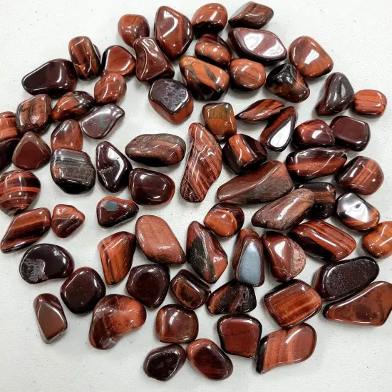 Bulk Tumbled Red Tiger's Eye Crystal Stones - Size Medium - 1 inch to 2 inch {5}