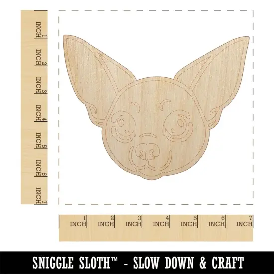 Chihuahua Dog Head Unfinished Wood Shape Piece Cutout for DIY Craft Projects {1}