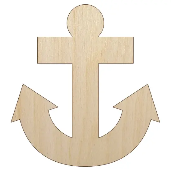 Boat Anchor Nautical Unfinished Wood Shape Piece Cutout for DIY Craft Projects {1}