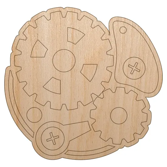 Steampunk Clockwork Watch Gears Unfinished Wood Shape Piece Cutout for DIY Craft Projects {7}