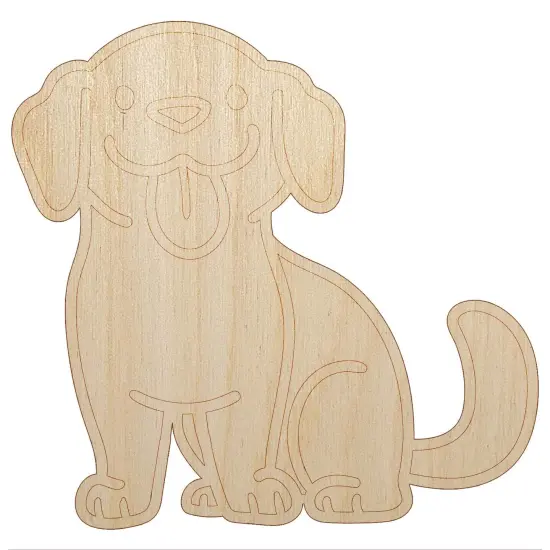 Labrador Retriever Sitting with Tongue Out Dog Unfinished Wood Shape Piece Cutout for DIY Craft Projects {7}