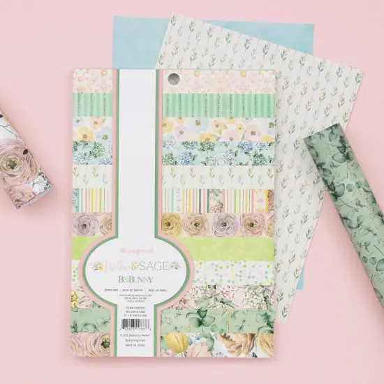 BoBunny Single-Sided Paper Pad 6"X8" 36/Pkg-Willow & Sage {4}