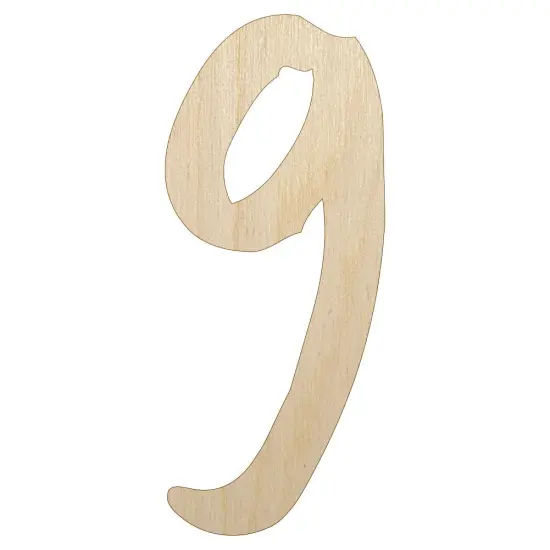 Number 9 Nine Felt Marker Font Unfinished Wood Shape Piece Cutout for DIY Craft Projects {1}