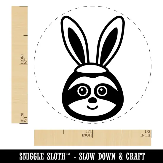 Easter Sloth with Bunny Ears Self-Inking Rubber Stamp for Stamping Crafting Planners Green {1}