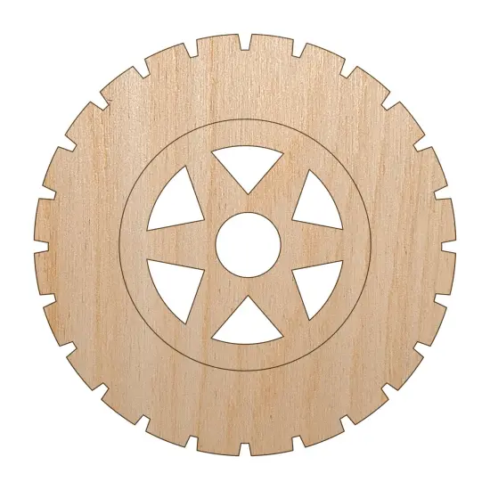 Wheel Tire Icon Unfinished Wood Shape Piece Cutout for DIY Craft Projects {7}