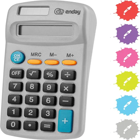 Enday 8-Digit Dual Power Pocket Size Calculator Blue {2}