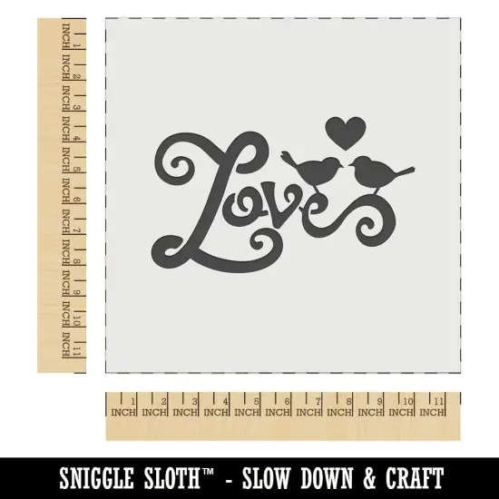Love Birds on Text with Heart Wall Cookie DIY Craft Reusable Stencil {1}