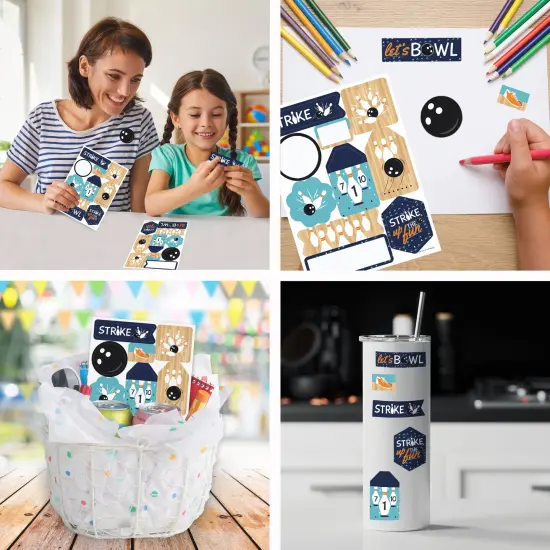 Big Dot of Happiness Strike Up the Fun - Bowling - Birthday or Baby Shower Party Favor Sticker Set - 12 Sheets - 120 Stickers {6}