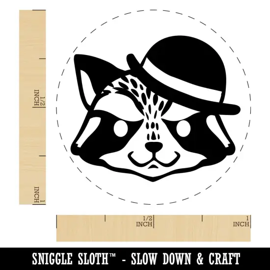 Raccoon with English Derby Bowler Hat Self-Inking Rubber Stamp for Stamping Crafting Planners Red {1}