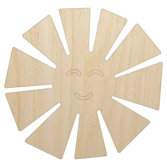 Smiling Sunshine Unfinished Wood Shape Piece Cutout for DIY Craft Projects {1}