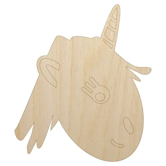 Adorable Unicorn Face Doodle Unfinished Wood Shape Piece Cutout for DIY Craft Projects {1}