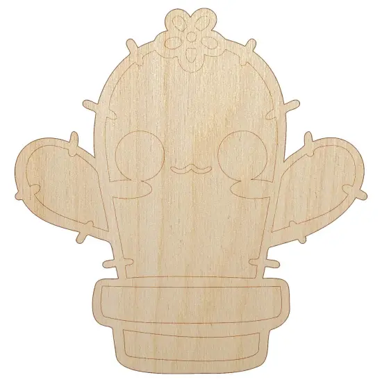 Adorable Kawaii Chibi Cactus in Pot Succulent Unfinished Wood Shape Piece Cutout for DIY Craft Projects {7}