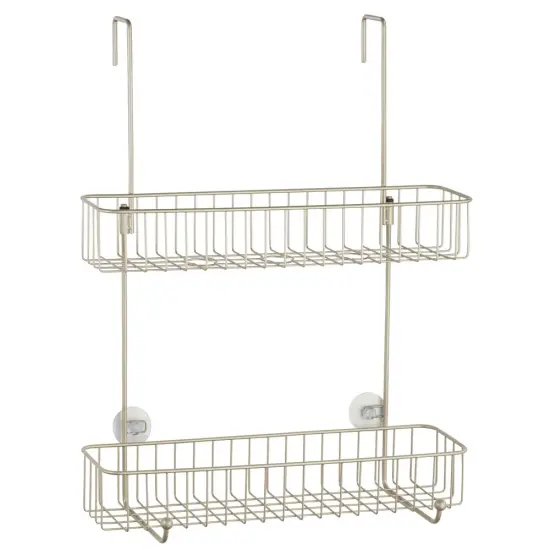 mDesign Wide Metal Over Door Hanging Shower Caddy, 2 Hooks and Baskets {5}