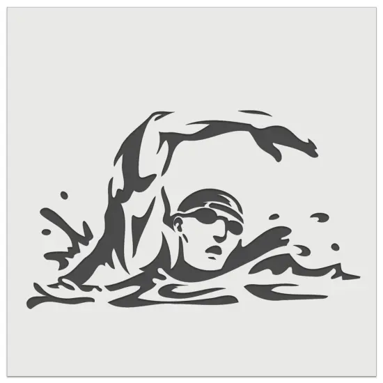 Swimmer Swimming Freestyle Taking Breath Wall Cookie DIY Craft Reusable Stencil {7}