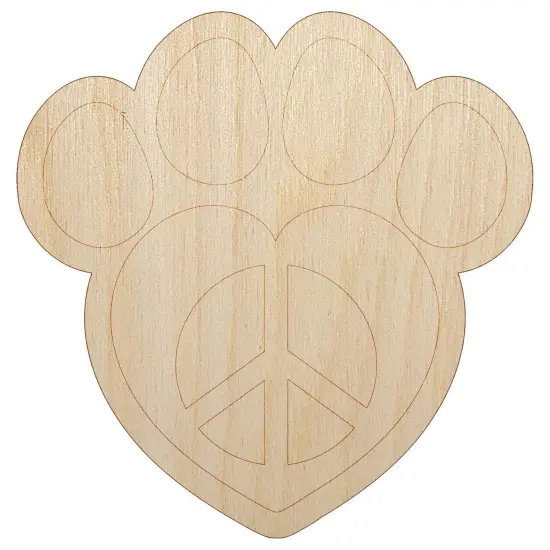 Paw Print Dog Cat Heart Peace Sign Unfinished Wood Shape Piece Cutout for DIY Craft Projects {7}