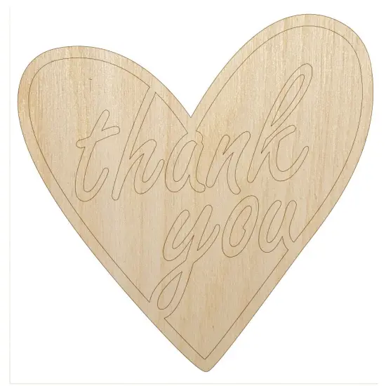 Thank You in Heart Unfinished Wood Shape Piece Cutout for DIY Craft Projects {2}