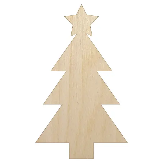 Christmas Tree with Star Solid Unfinished Wood Shape Piece Cutout for DIY Craft Projects {2}