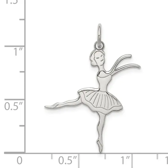 Sterling Silver Ballerina Charm Pendant Ballet Jewelry 27mm x 24mm {3}