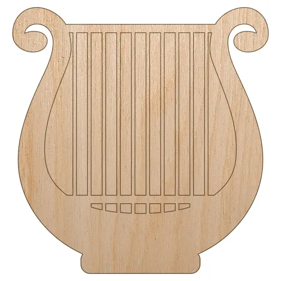 Lyre Harp Musical Instrument Unfinished Wood Shape Piece Cutout for DIY Craft Projects {7}