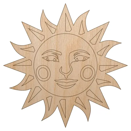 Heraldic Sun Face Unfinished Wood Shape Piece Cutout for DIY Craft Projects {2}