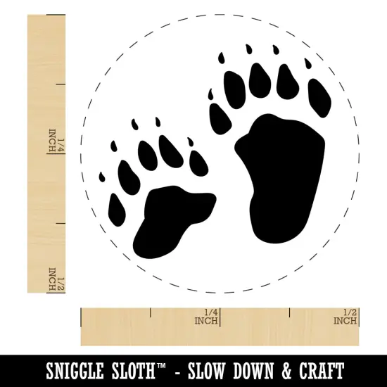 Bear Tracks Animal Paw Prints Self-Inking Rubber Stamp for Stamping Crafting Planners Lime Green {1}