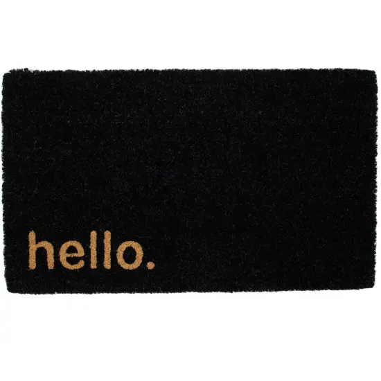 Northlight Black Coir "Hello" Outdoor Doormat 18" x 30" {1}