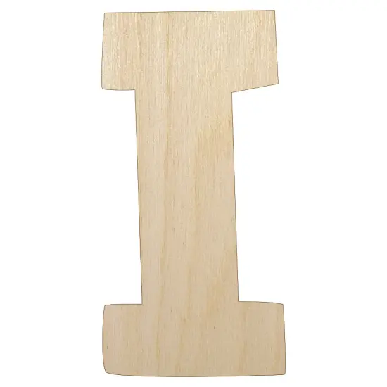 Letter I Uppercase Fun Bold Font Unfinished Wood Shape Piece Cutout for DIY Craft Projects {1}