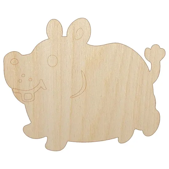 Chubby Round Hippo Hippopotamus Unfinished Wood Shape Piece Cutout for DIY Craft Projects {7}