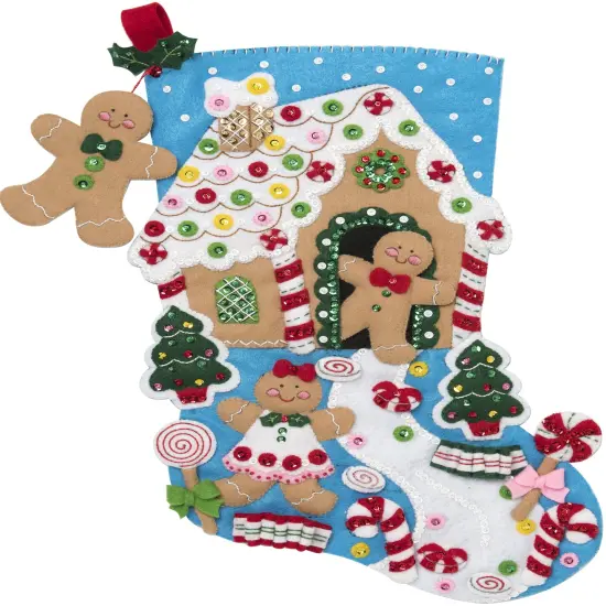 Bucilla Felt Stocking Applique Kit 18" Long-Gingerbread Dreams {2}