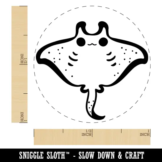 Sweet Kawaii Chibi Manta Ray Self-Inking Rubber Stamp for Stamping Crafting Planners Black {1}