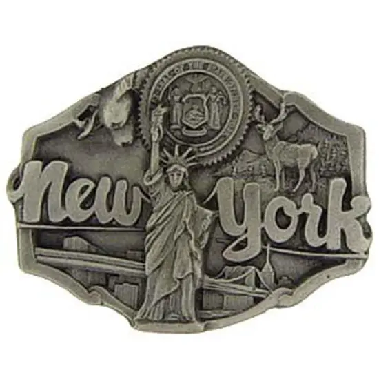 New York with Liberty Pin Pewter 1" {1}