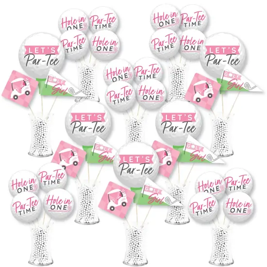 Big Dot of Happiness Golf Girl - Pink Birthday Party or Baby Shower Centerpiece Sticks - Showstopper Table Toppers - 35 Pieces {1}