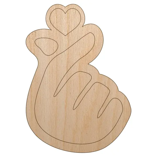Heart Fingers Gesture of Love Unfinished Wood Shape Piece Cutout for DIY Craft Projects {7}