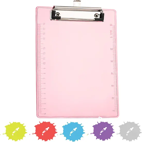 Enday Plastic Clipboard W/ Low Profile Clip Pink {5}