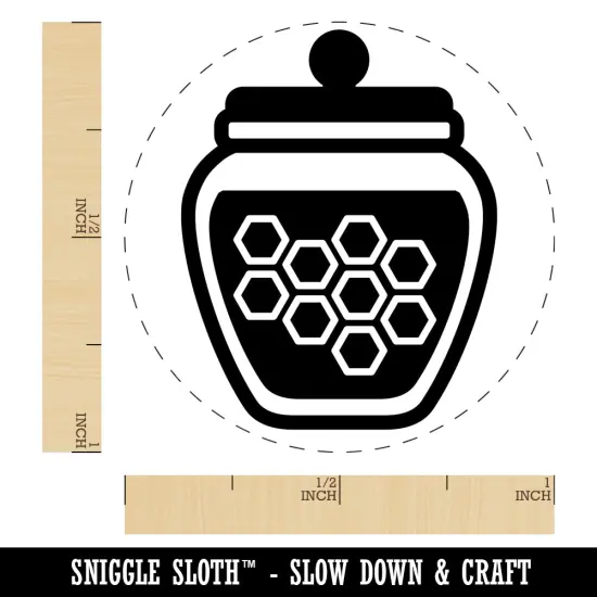 Honey Jar with Honeycomb Self-Inking Rubber Stamp for Stamping Crafting Planners Black {1}