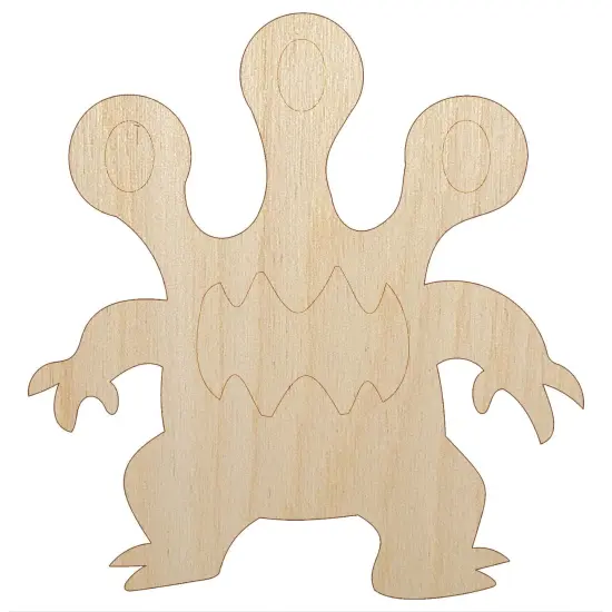 Three Eyed Alien Monster Unfinished Wood Shape Piece Cutout for DIY Craft Projects {7}
