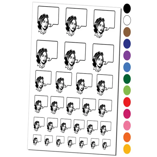 Comic Woman with Empty Text Speech Bubble Temporary Tattoo Water Resistant Fake Body Art Set Collection White {1}