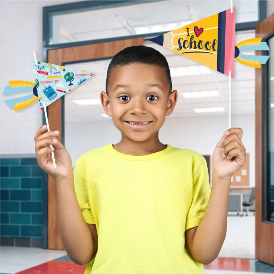 Big Dot of Happiness Back to School - Triangle First Day of School Classroom Decorations Photo Props - Pennant Flag Centerpieces - Set of 20 {6}