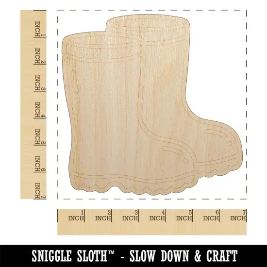 Rubber Rain Boots Unfinished Wood Shape Piece Cutout for DIY Craft Projects {1}