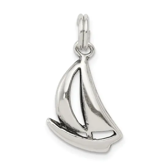 Sterling Silver Sailboat Charm Jewelry Boat Jewelry 20mm x 12mm {1}