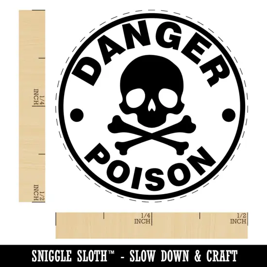 Danger Poison Skull and Cross Bones Self-Inking Rubber Stamp for Stamping Crafting Planners Brown {1}